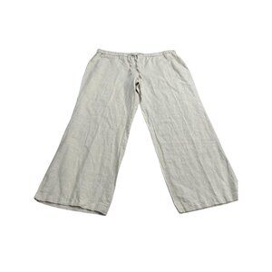 Liz Claiborne XL Beige Wide Leg Linen-Cotton Pants